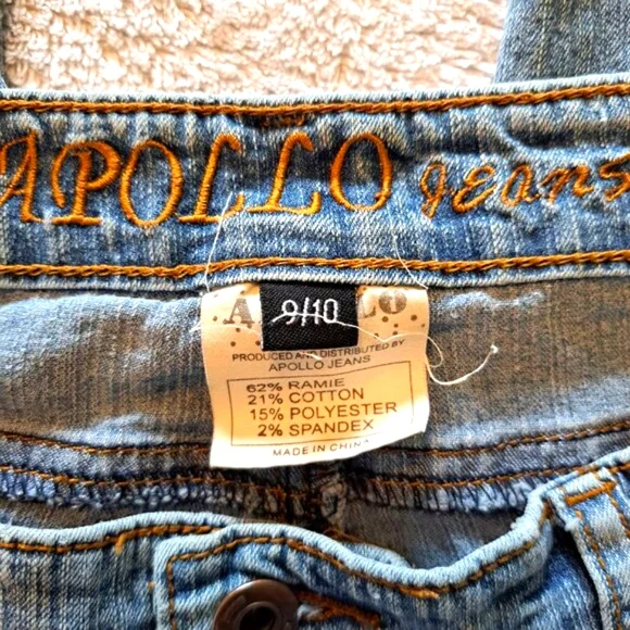 Apollo Jeans Denim Roll Cuffed Embroidered Capris Size 9/10 - Picture 8 of 8